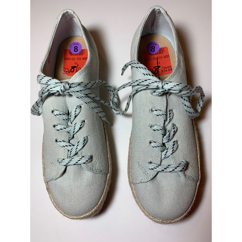 Madden Girl Women's Blue Cannes Platform Fabric Low Top Lace Up  Size 8